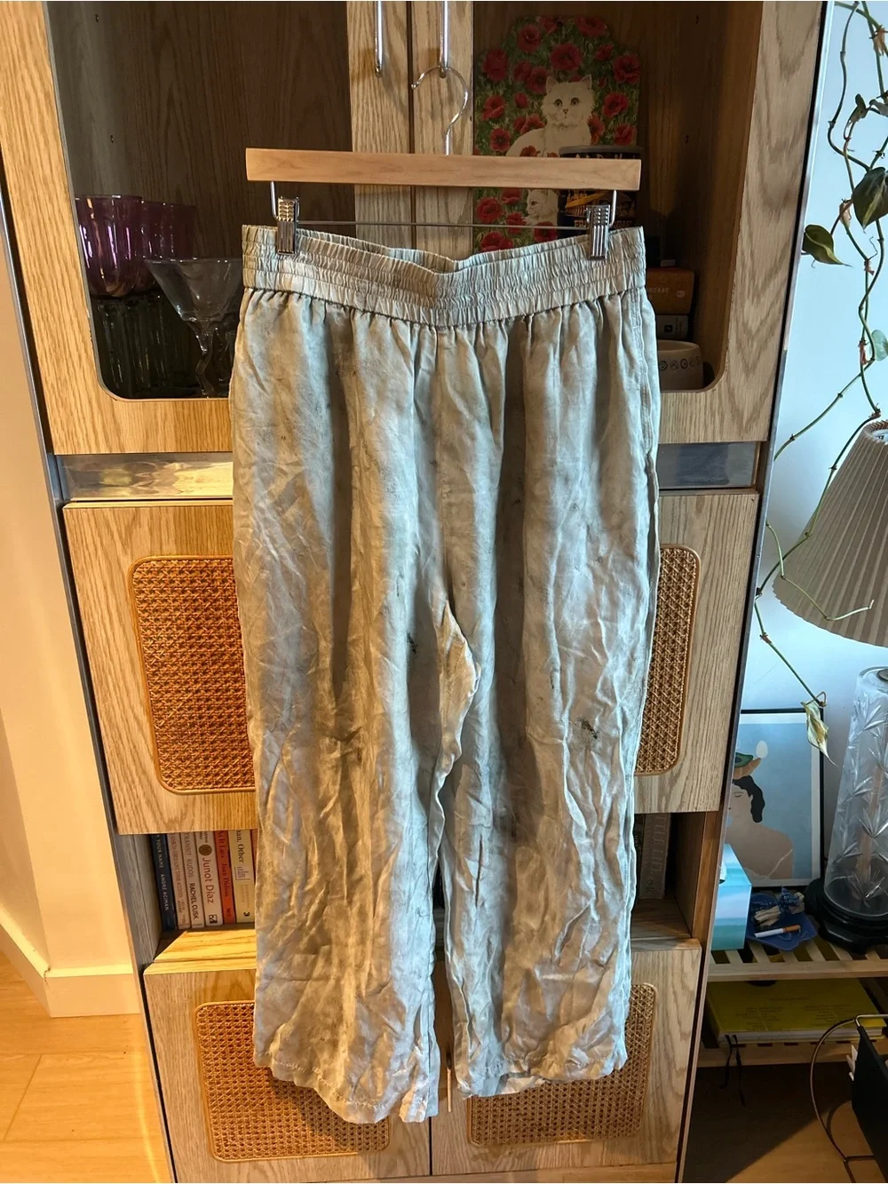 Aritzia Wilfred Women's High-Waist Wide-Leg Tie-Dye Pants Sage Ice Frost Taupe